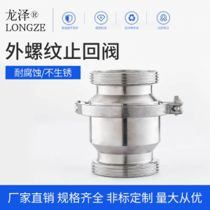 龙泽304/316L卫生级不锈钢外螺纹止回阀单向阀逆止阀门快捷安装型